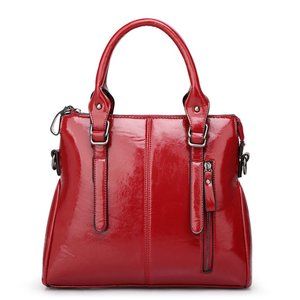 Leather tote bag,Red
